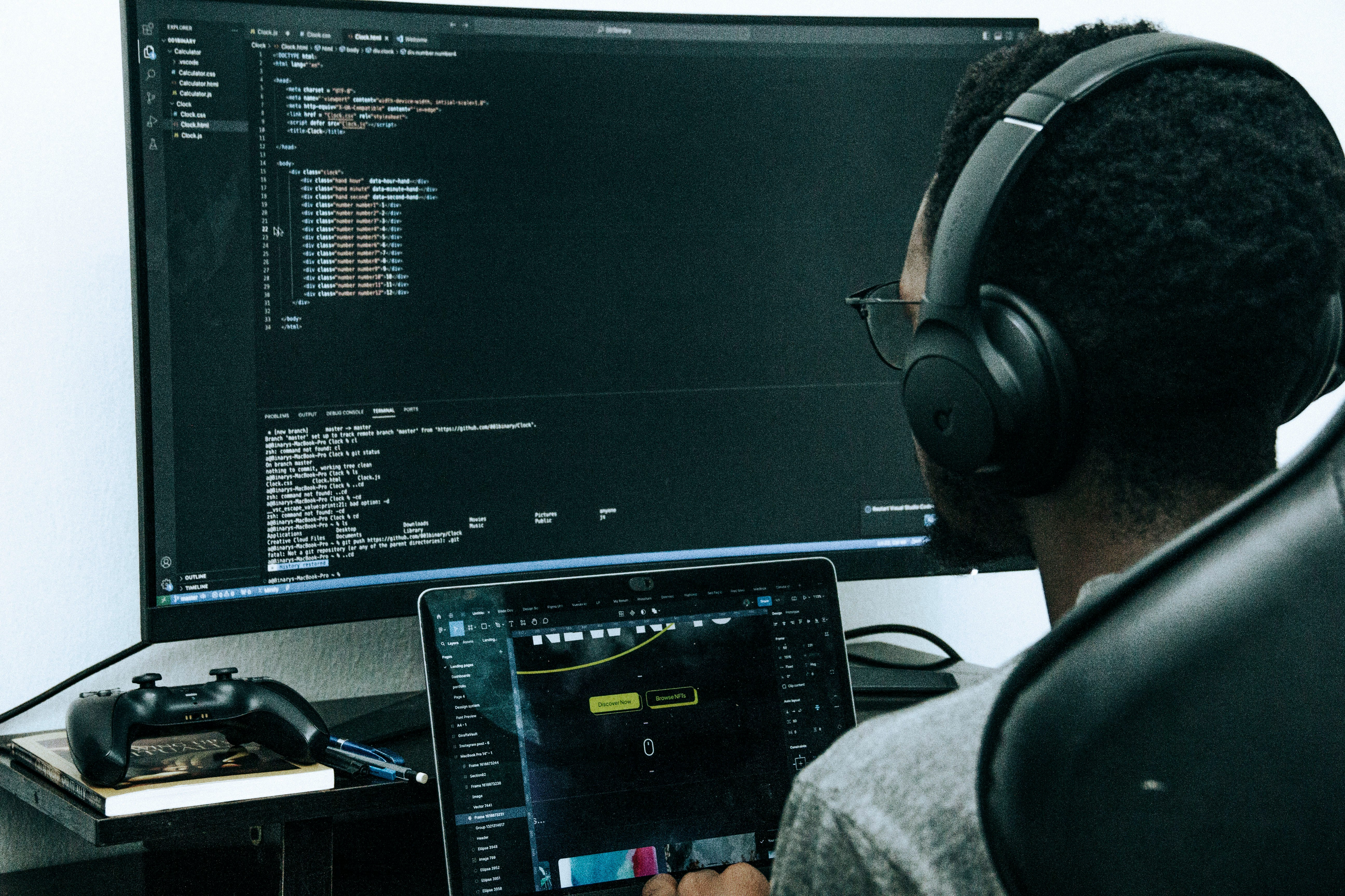 Real person testing AI tools at desk